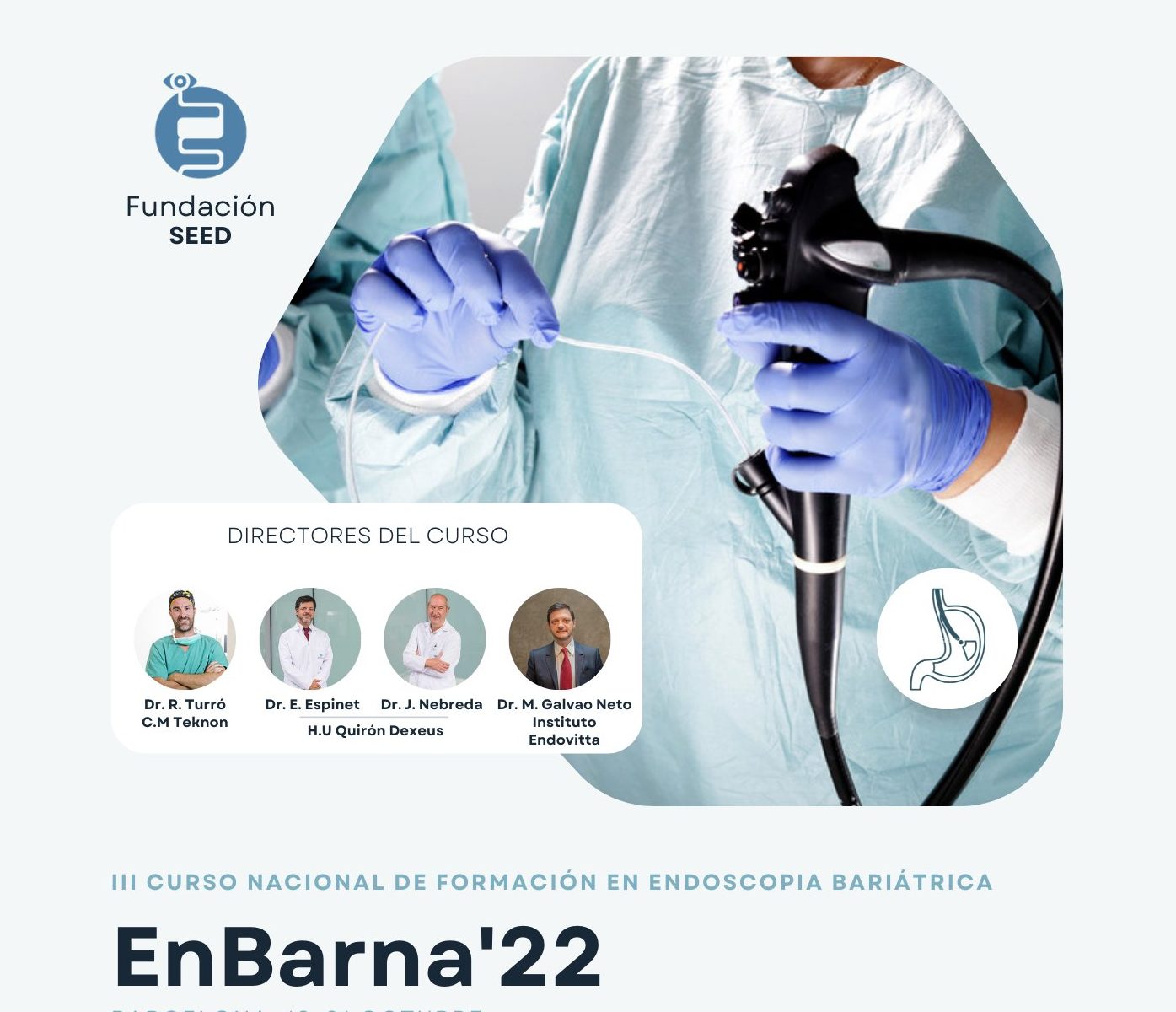 Enbarna III Curso Nacional de formación en endoscopia bariátrica Dr. Román Turró director del curso y experto en endoscopia bariátrica en Centro médico Teknon